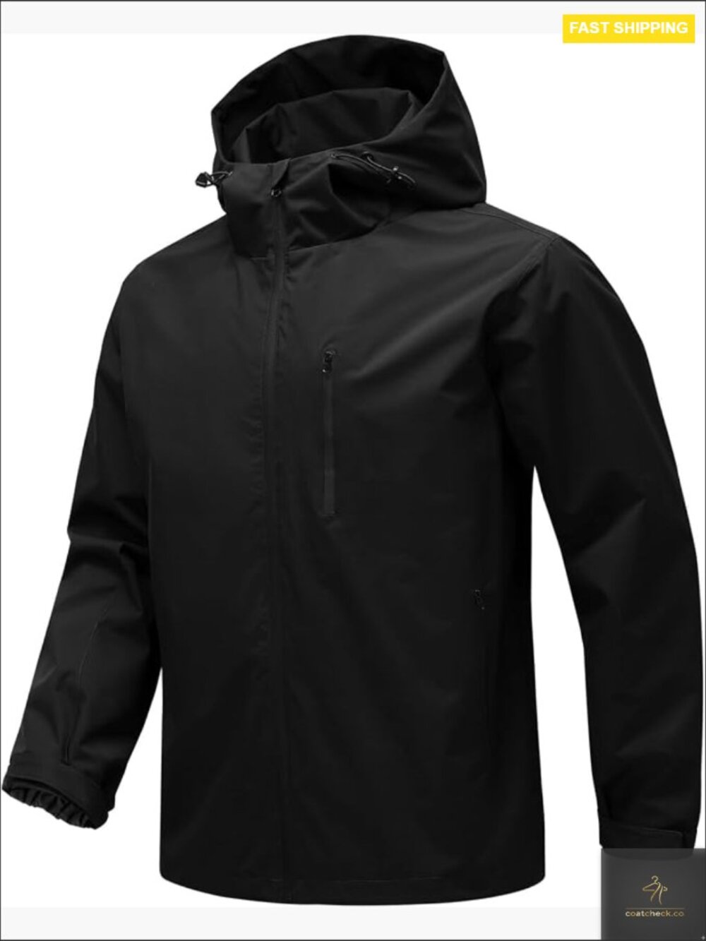 Packable Lightweight Hooded Rain Jacket Windbreaker with Zipper Pockets for